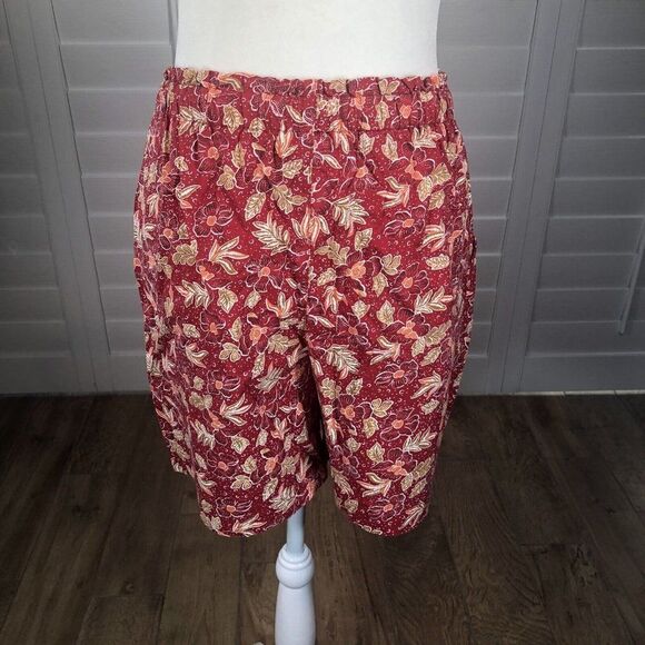 Vintage Liz Sport Women's Shorts Medium Modern Red Floral High Waisted Boho - Picture 4 of 11